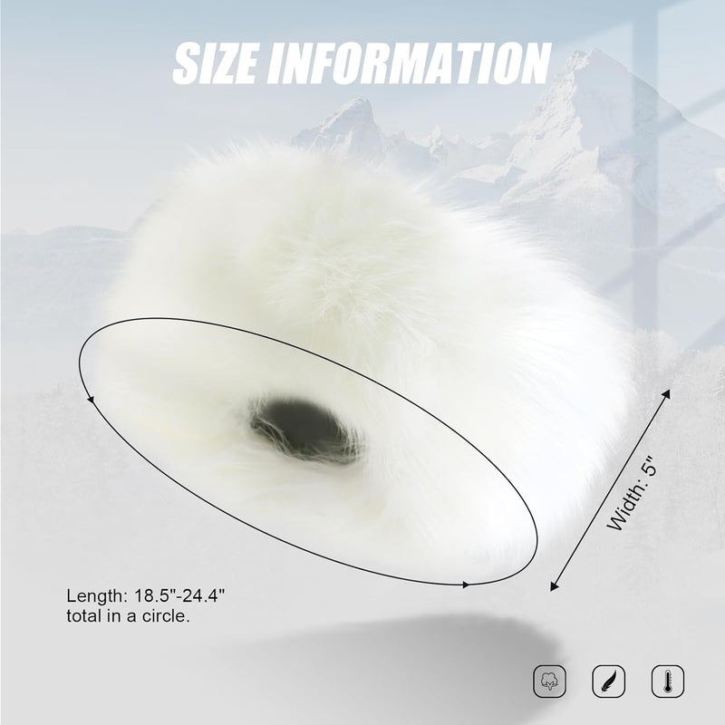 RANOME Faux Fur Headband for Women Elastic Fuzzy Thick Earmuffs Winter Headwrap Ear Muffs Furry Ear Warmers Cold Weather (White 1) - Image 4